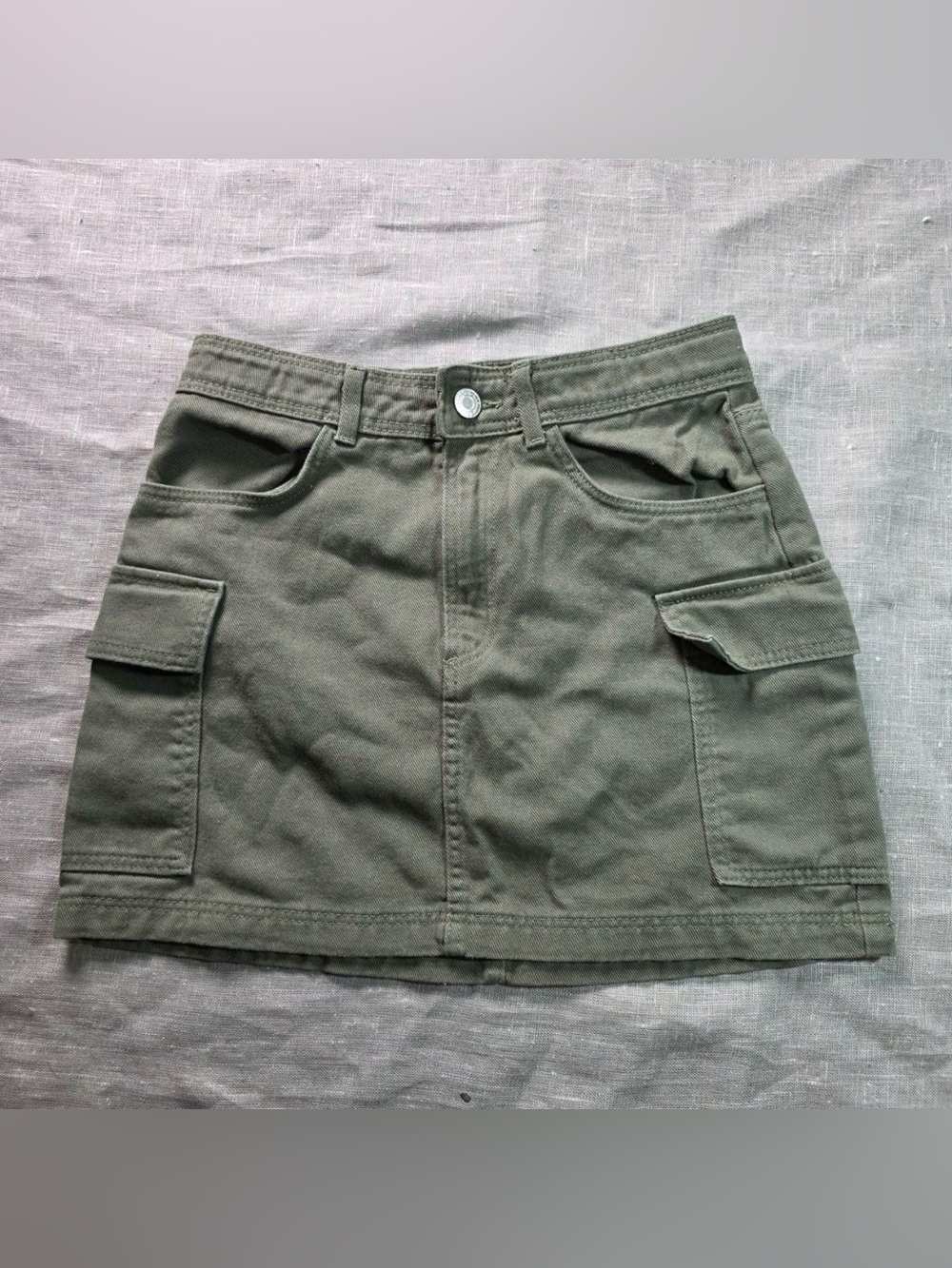 HM Girls Sz 14 Womens XS Cargo Mini Skirt Olive Army Green Utility Y2K Canvas